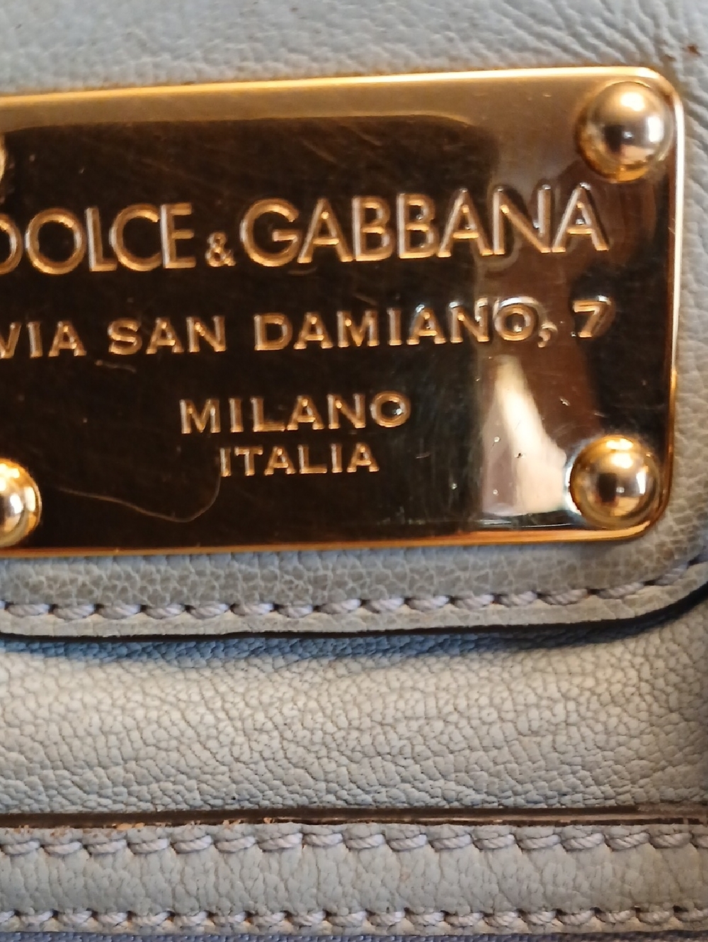 Dolce & Gabbana Light Blue Leather Mini Satchel Crossbody with Gold Hardware - Picture 2 of 16